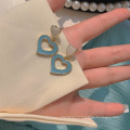 Shangjie OEM joyas Fashion Women Earrings Ins Dainty Earrings Double Color Fresh Stud Jewelry Heart Earrings